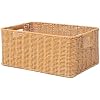 12-Inch Woven Rattan Storage Basket with Built-In Handles
