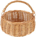Small Natural Willow Wicker Picnic Basket with Handle, Flower Girl Basket for Weddings, Garden & Home Decor