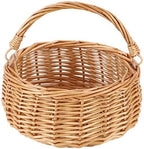Small Natural Willow Wicker Picnic Basket with Handle, Flower Girl Basket for Weddings, Garden & Home Decor