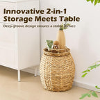 Handwoven Water Hyacinth Storage Basket with Lid