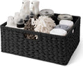 Extra Large Woven Plastic Wicker Storage Basket with 3 Handles