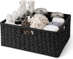 Extra Large Woven Plastic Wicker Storage Basket with 3 Handles