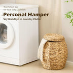 Handwoven Water Hyacinth Storage Basket with Lid
