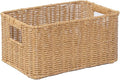 12-Inch Woven Rattan Storage Basket with Built-In Handles
