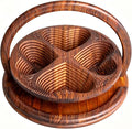 Handmade 12-Inch Foldable Wooden Fruit Basket, Collapsible Walnut Wood Fruit Bowl with Handle for Kitchen Counter & Food Storage