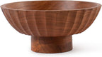 Handcrafted Acacia Wooden Footed Bowl, Decorative Fruit Serving Bowl for Dining Table, Kitchen Counter & Home Decor