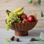 Handcrafted Acacia Wooden Footed Bowl, Decorative Fruit Serving Bowl for Dining Table, Kitchen Counter & Home Decor