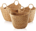 Set of 3 Natural Water Hyacinth Boat Storage Baskets with Handles