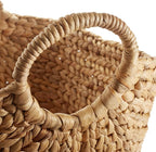 Set of 3 Natural Water Hyacinth Boat Storage Baskets with Handles