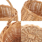 Small Natural Willow Wicker Picnic Basket with Handle, Flower Girl Basket for Weddings, Garden & Home Decor